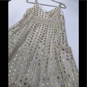 H&M metallic gold polka-dot cocktail dress, 42/12